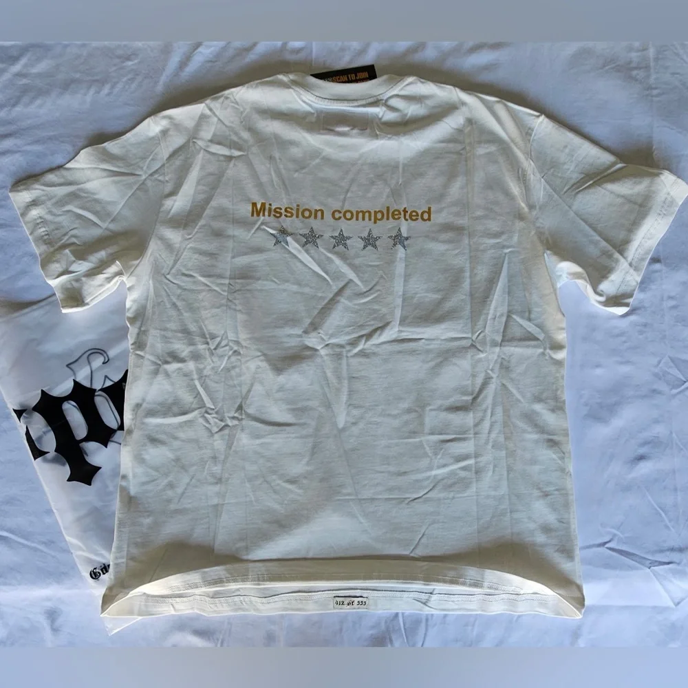 Godspeed Mission Complete White Graphic Crewneck T-Shirt - Picture 6 of 7